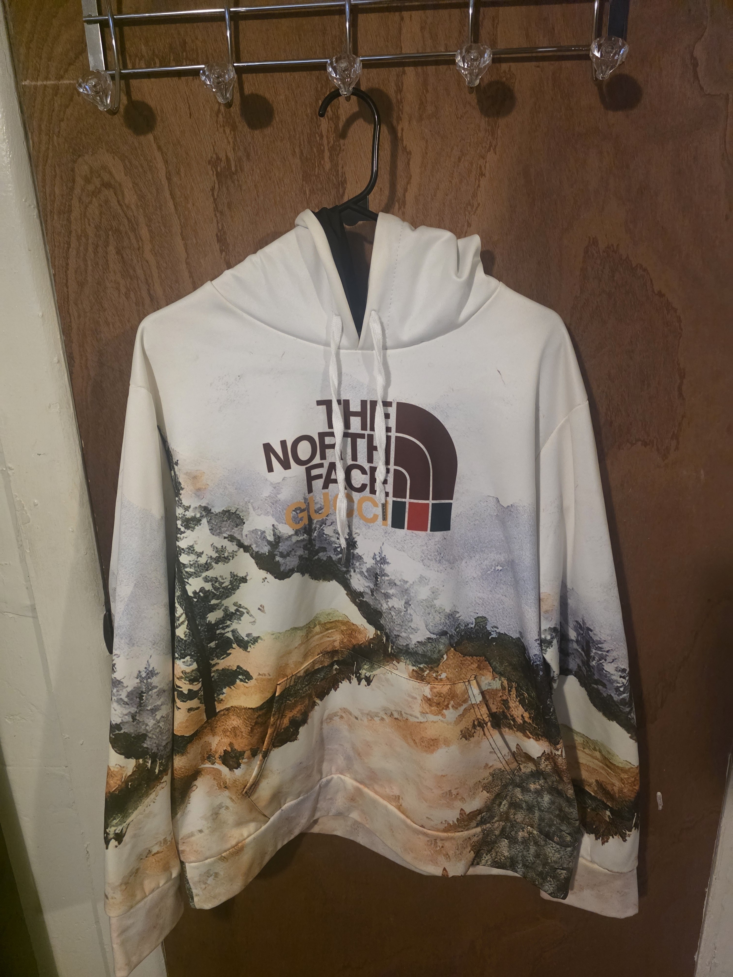 The North Face White Multi-Color Landscape Print Hoodie